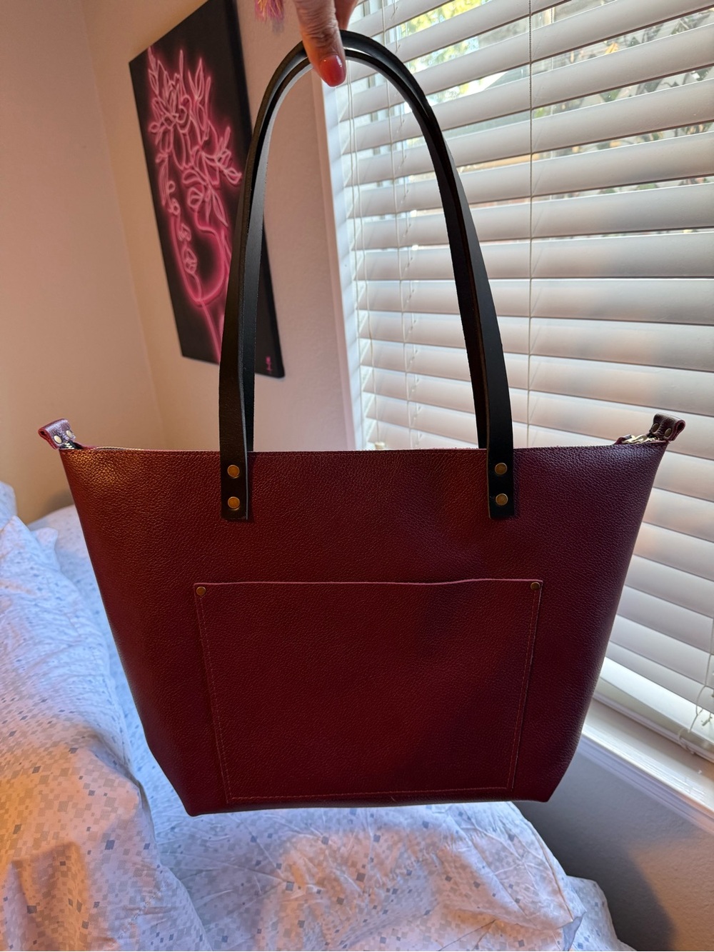 Portland Leather large zippered Violet Moon tote
